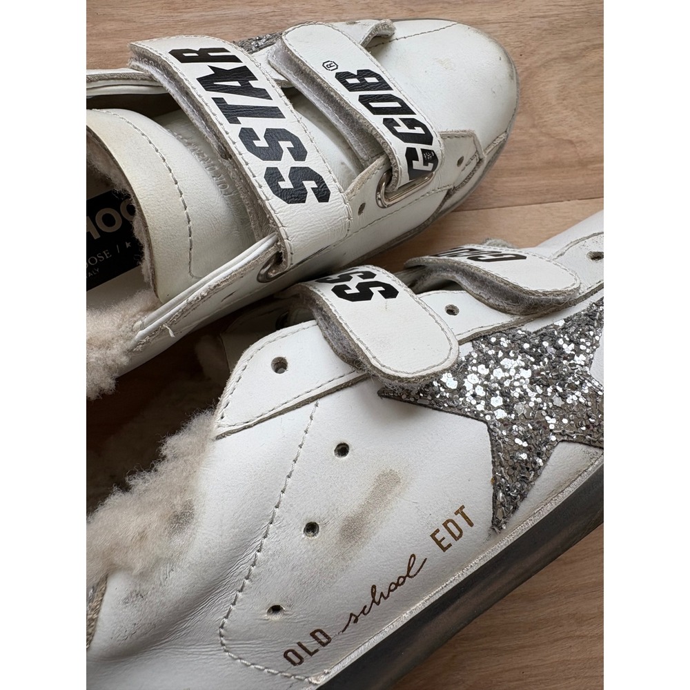 Golden Goose Old School Leather Glitter Star Sneakers Shearling Women's 36 US 6 - Picture 7 of 10